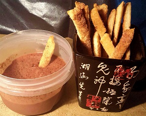 Pie Crust "Fries" with chocolate pie filling. I also made blueberry, but it was all eaten before I got to snap a picture!