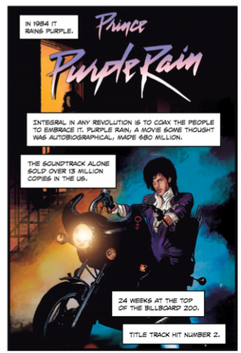 Purple Rain interior image from Fame: Prince comic (Image: BlueWater)