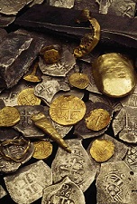 Pirate Treasure Coins on Display at (Photo from Minnesota Monthly, Copyright 2008, Bill Curtsinger, National Geographic)